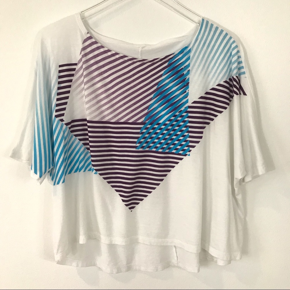 Lucy Cropped Geometric Striped Oversized Tee